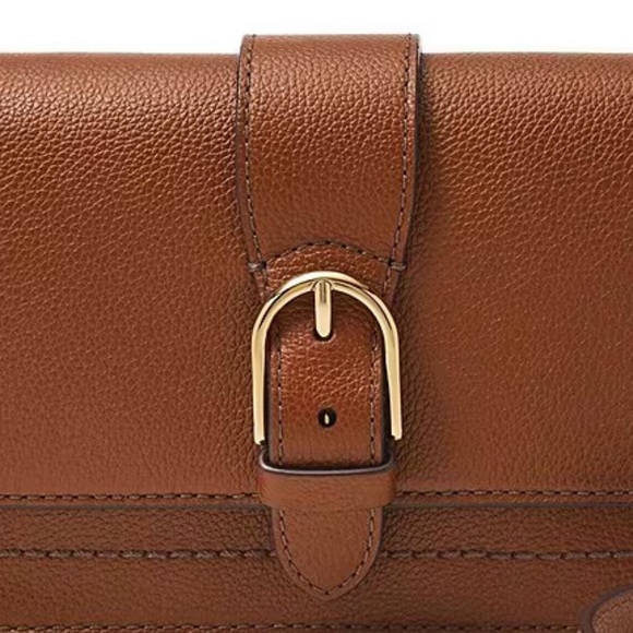 FOSSIL Handbag Zoey Magnetic Buckle Crossbody Brown Leather Bag AUTHENTIC NWT - Picture 2 of 8